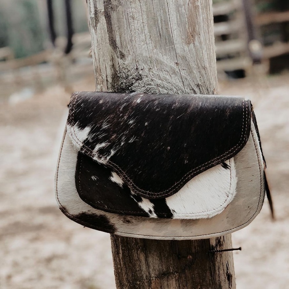 Cowhide cowprint leather purse